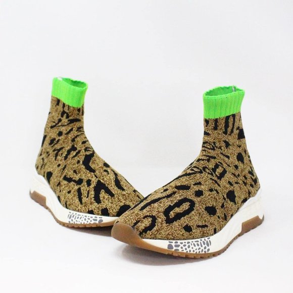 VERSACE #MCA081 Hercules Leopard Print Sock Sneakers (US 7 EU 37) - Picture 1 of 8